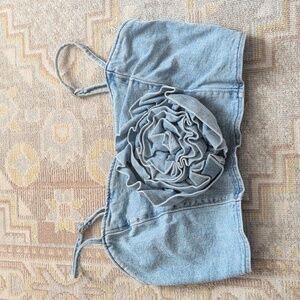Show Me Your Mumu Denim Flower Bustier Top